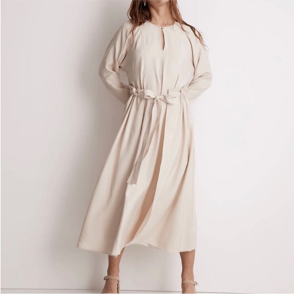 MADEWELL-Tie-Front Paperbag Midi Dress
